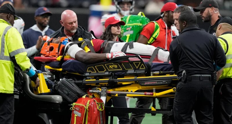 Falcons rookie Kendal Daniels leaves Bears game on stretcher after third-quarter tackle