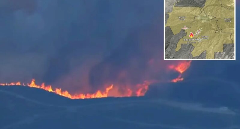 Fast-moving Bouquet Fire explodes in size near Santa Clarita