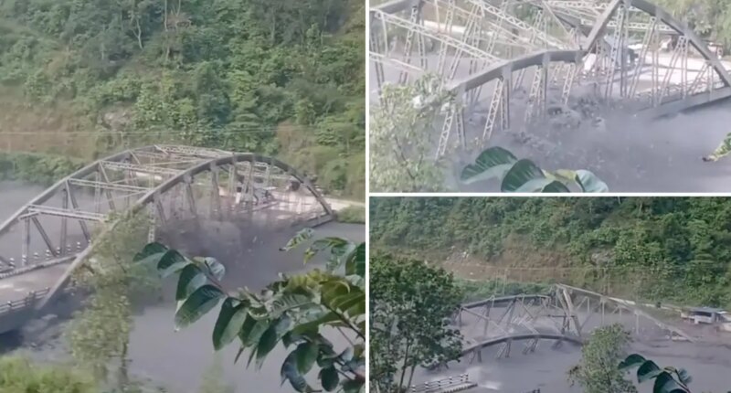 Flash floods wipe out bridge in Nepal in dramatic video