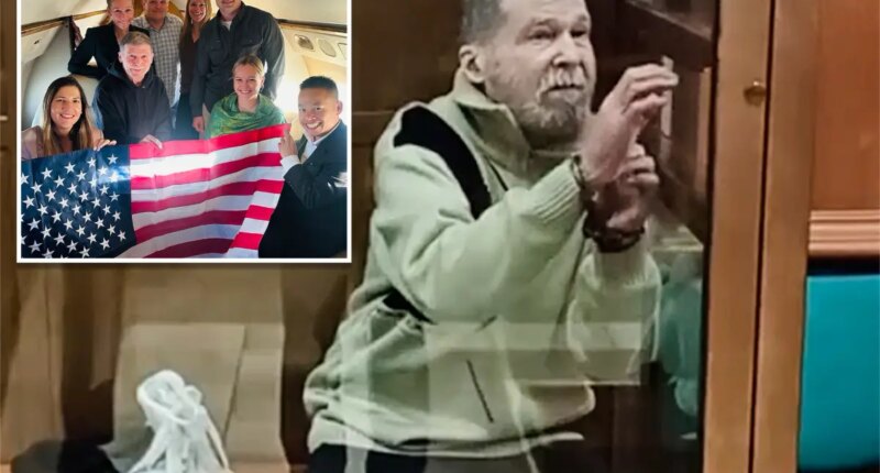 Freed American Stephen Hubbard didn't know he was released until he saw US flag