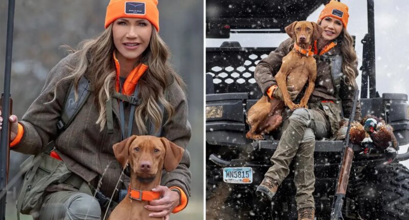 Internet freaks out as Kristi Noem poses with new hunting dog: 'Please don’t kill him'