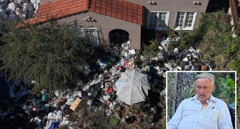 LA neighbors outraged as 'trash house' owner naps in yard