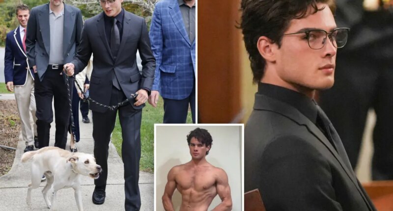 Looksmaxxing influencer Clavicular arrives at court to face rape charge with dog on leash