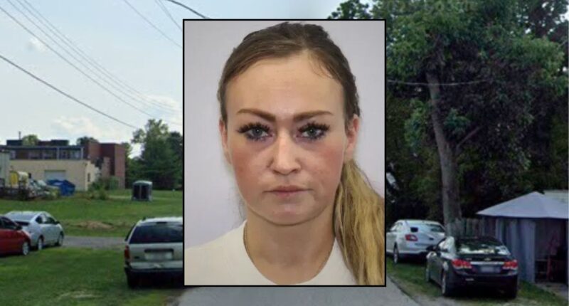 Inset: Brittany Stroud (Pickaway County Sheriff's Office). Background: The area in Ohio where Stroud's 17-month-old daughter died (Google Maps).