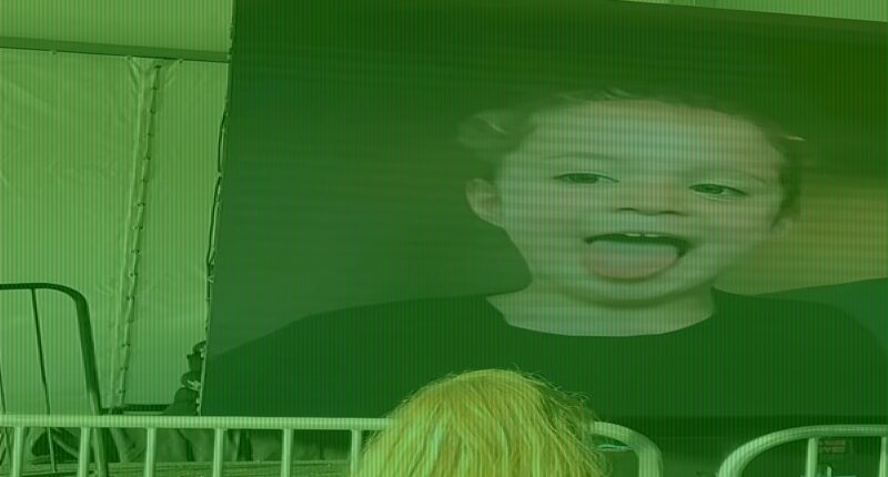 Moment Elon Musk is joined by daughter Azure, 4, on livestream event