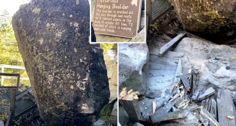 New Hampshire 80 ton boulder crashes down at Polar Caves park