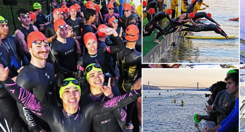 New York City’s triathlon makes a triumphant return as endurance fanatics brave the Hudson River: Photos