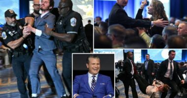 Pete Hegseth cheekily responds to anti-Iran war protesters who heckled him at Army conference