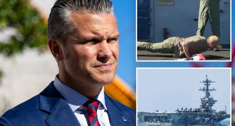 Pete Hegseth does two pushups and gives hero's welcome to USS Abraham Lincoln crew: 'Changed the arc of history'