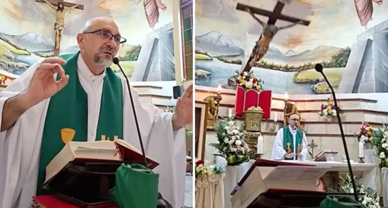 Priest gave sermon on spontaneity of death just before falling crucifix killed him during livestreamed Mass