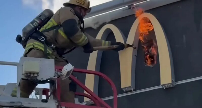 San Bernardino McDonald’s catches fire near PlayPlace as firefighters battle blaze