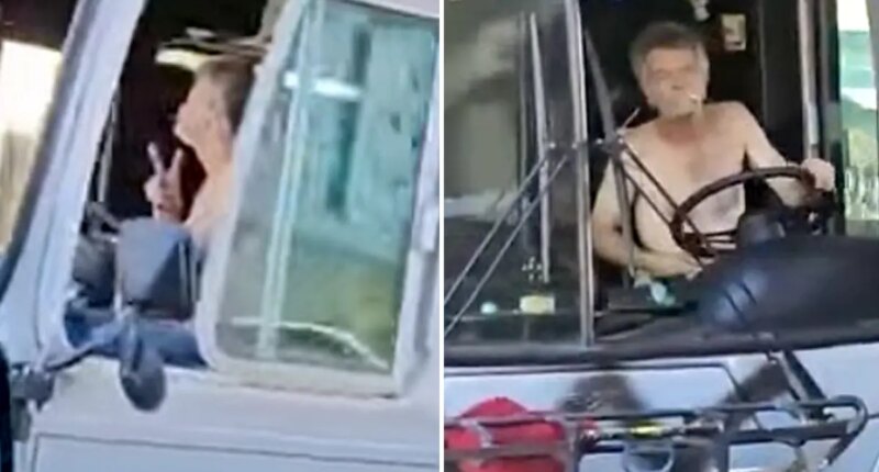 Shirtless man drives wrecked San Francisco bus through Oakland streets