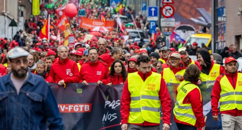 Thousands flood Brussels streets as anti-austerity protests erupt into clashes with police
