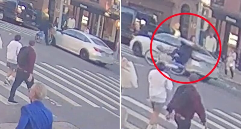 Unmarked NYPD car slams into cyclist after running red light in Brooklyn: video