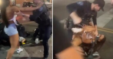 Viral video captures Arizona State University cheerleader being shoved to ground, pummeled by cops