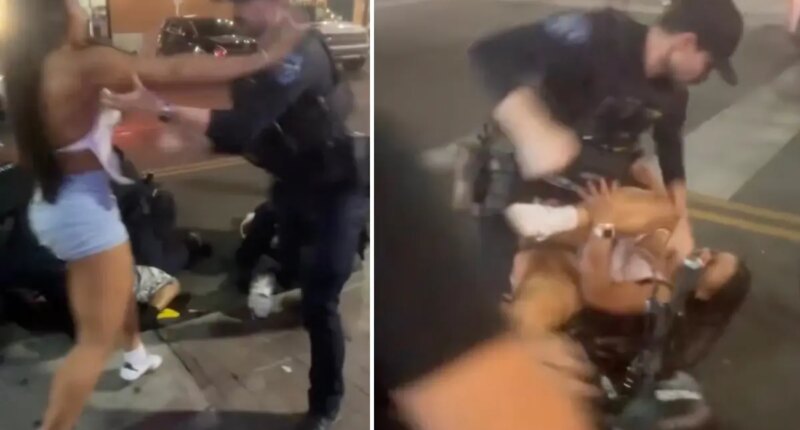 Viral video captures Arizona State University cheerleader being shoved to ground, pummeled by cops