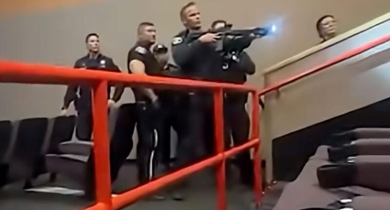 Wild moment armed cops storm AMC movie theater in San Jose