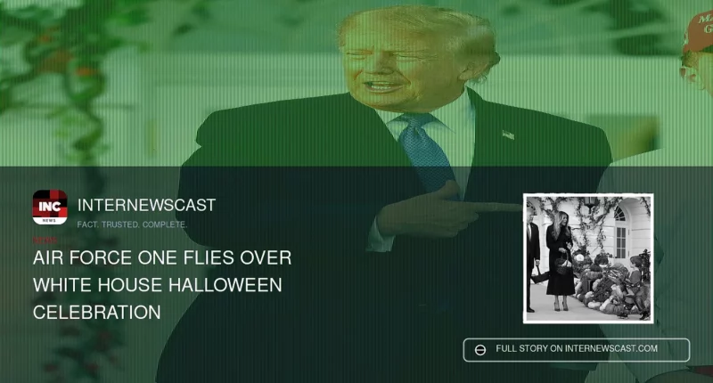 Air Force One Flies Over White House Halloween Celebration