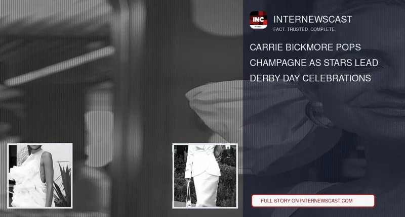 Carrie Bickmore Pops Champagne as Stars Lead Derby Day Celebrations