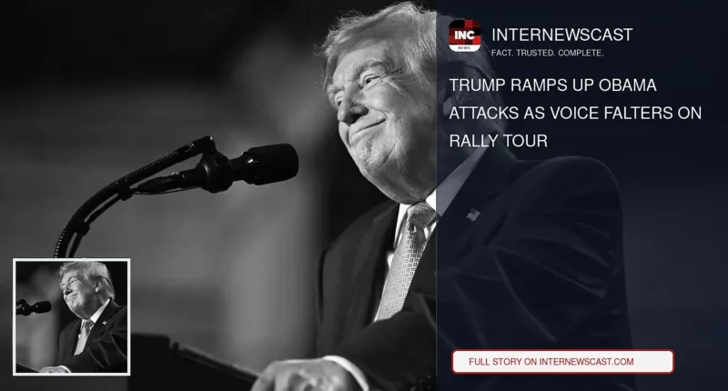 Trump Ramps Up Obama Attacks as Voice Falters on Rally Tour